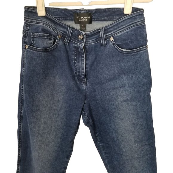 St. John Caviar Womens 8 Blue Dark Wash Denim Mid - Picture 2 of 7